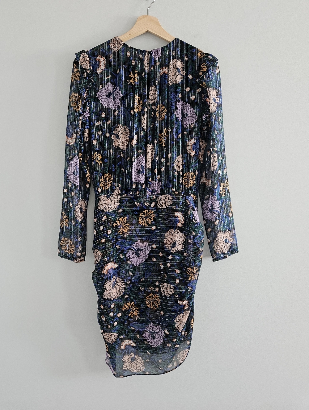 Veronica Beard Peppa Floral Metallic Silk Ruched Mini Dress Women's Size 8 Event - Picture 5 of 13